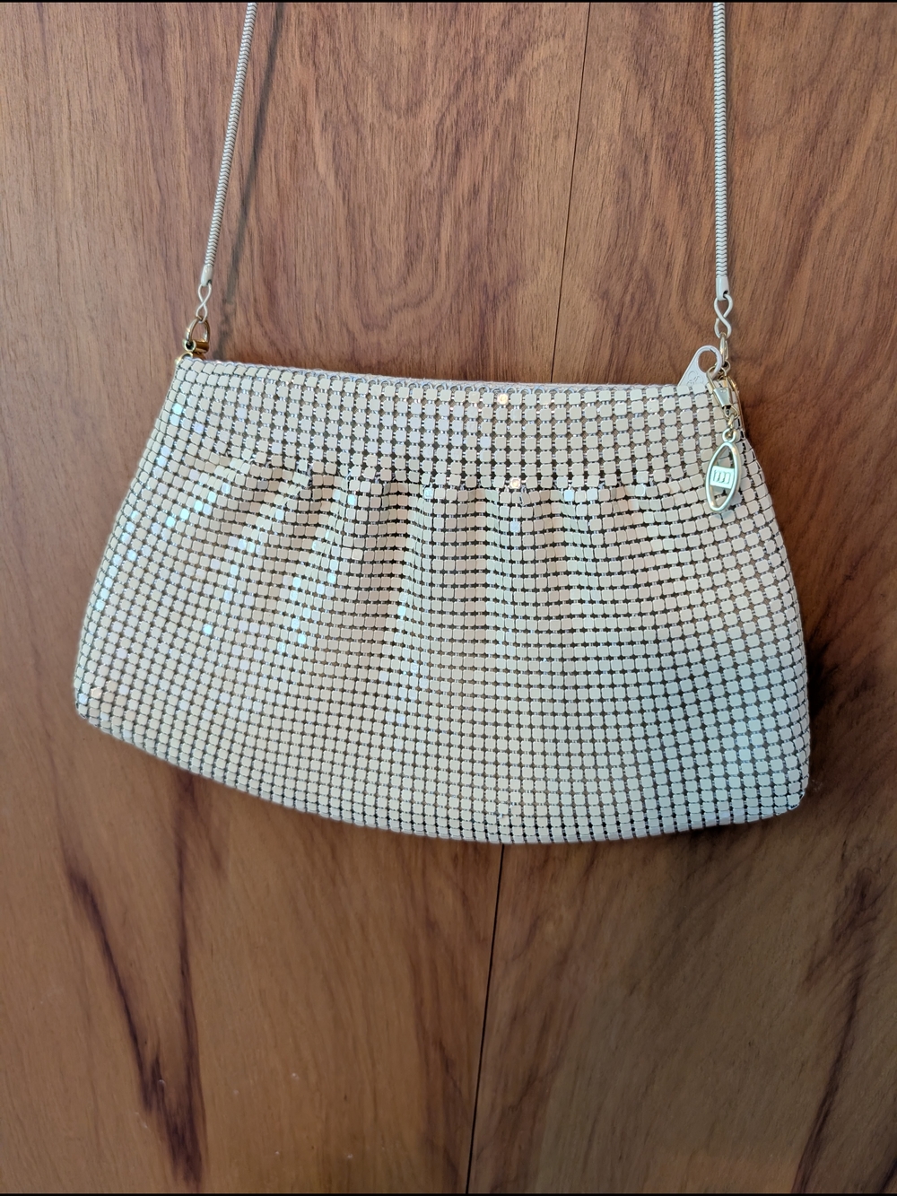 Vintage Metallic Mesh Purse in Cream